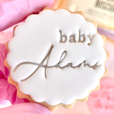 Baby Shower Customised Name Fondant Stamp Embosser, Fits M&S Biscuits