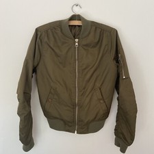 Ma1 Bomber Padded Jacket Vintage Zip Up Biker Green Size 6-8