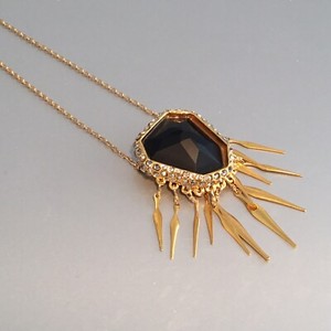 Authentic Alexis Bittar 10K Gold Plated Lucite Geometric Pendant Chain Necklace
