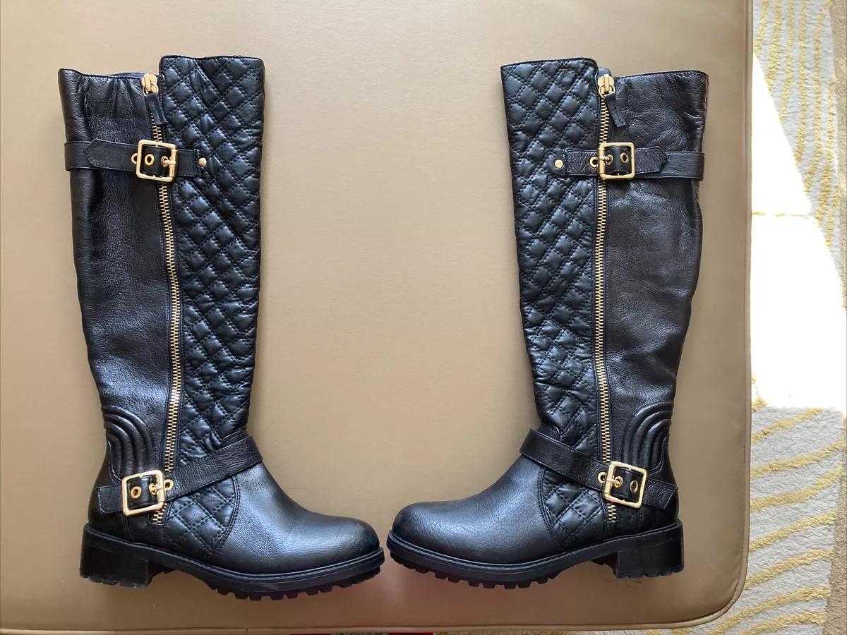 Steve Madden Willits Tall Boots Black Quilted Synthetic Leather Women SZ 7
