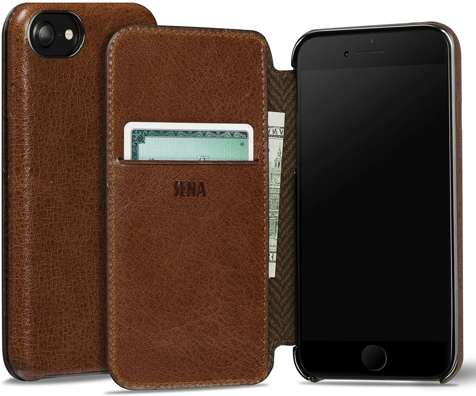 Funda tipo billetera ultra delgada de cuero con libro para iPhone SE 2020/22, iPhone 8/7 Foto 2 de 4