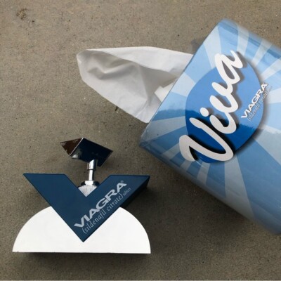 Original 2007 Viagra Pfizer Brand Promo Lotion Dispenser (Empty) & Tissue Box