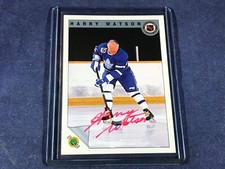 F3-95 HOCKEY CARD - HARRY WATSON TORONTO MAPLE LEAF - 1992 ULTIMATE AUTOGRAPHED