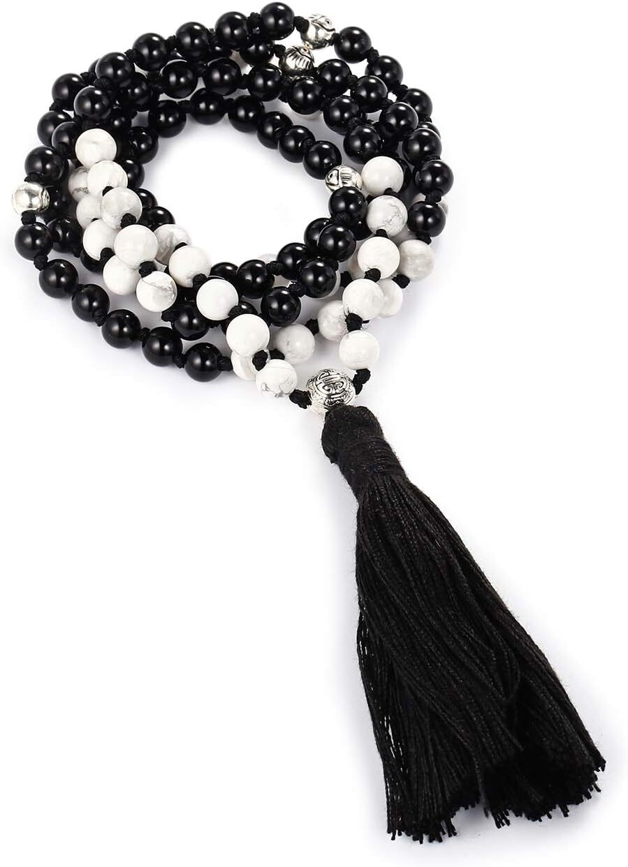 108 Mala Beads 8mm Natural Bracelet Healing Gemstone Yoga Meditation Hand Knotte