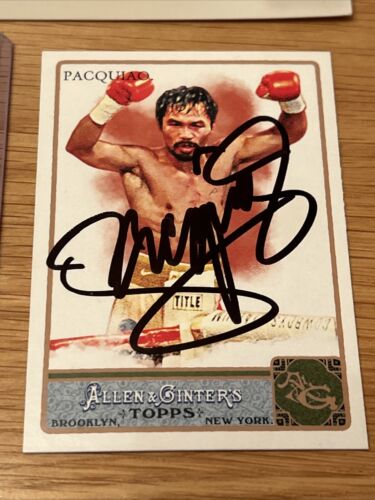 Manny Pacquiao On Card Auto Boxing Card Topps Allen & Ginters Psa Coa Authentic - Picture 2 of 6