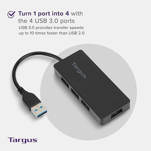 Targus USB 3.0 4 Port Hub ACH 124 Black - Picture 2 of 2