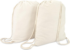 DALIX Canvas Drawstring Bag String Backpack Gym Mens Womens Natural
