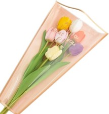 50 Pcs Clear Cellophane Flower Bouquet Plastic Sleeve Bags Rose Gold(27x10x45cm)