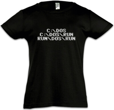 Run Dos Run Kids Girls T-Shirt Fun Nerd Computer Science Scientist Programmer