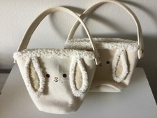 Target Soft Bunny Plush Lined Canvas Basket Bag Lot of 2