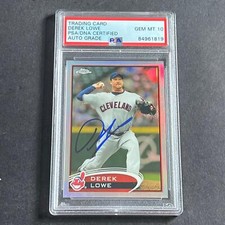 2012 Topps Chrome #217 Derek Lowe Signed Card PSA Slabbed Auto 10 Cleveland