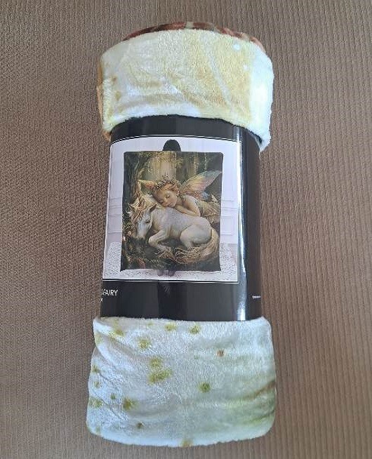 New Baby Fairy and Unicorn Plush Throw Blanket Gift Soft Mystical Forest Light