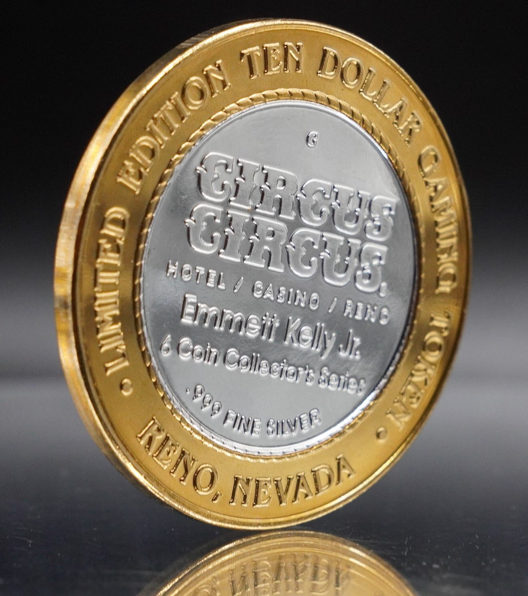 Circus Circus Hotel Casino Reno Nevada Tiger $10 token 999 Silver
