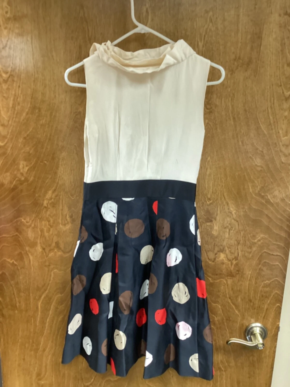 Abito donna ""Kate Spade"" crema nero rosso marrone. Senza maniche taglia 2 P.O.