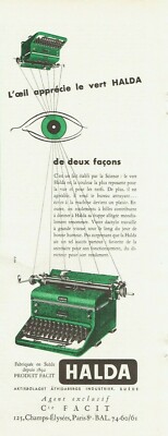 Advertising 0921 1952 Facit Typewriter Halda