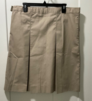 SCHOOL APPAREL INC. GIRLS TAN KHAKI SCHOOL UNIFORM POLY/COTTON SKIRT SIZE JR 36