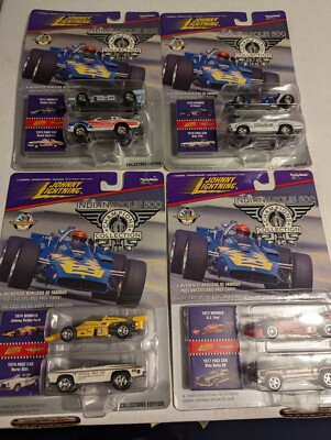 Johnny Lightning Indy 500 1/64 Diecast Lot 4 AJ Foyt Al Bobby Unser Rutherford 