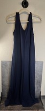 Cuddl Duds Wide Leg Flexwear V-Neck Jumpsuit PM Medium Tall Navy Blue A587649