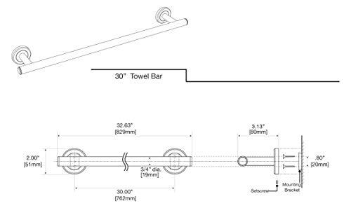 4240A Latitude II, Towel Bar, 30&rdquo;, Chrome | Wall Mount Towel Holder for Bathr...