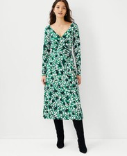 NWT~ANN TAYLOR PETITE~Green FLORAL Wrap DRESS~4 P~NEW!