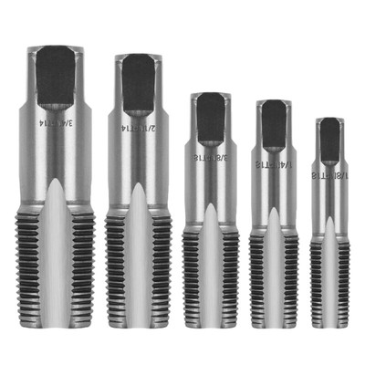 5Pcs NPT Taper Pipe Tap Set 1/8'' 1/4'' 3/8'' and 3/4'' With Storage Case