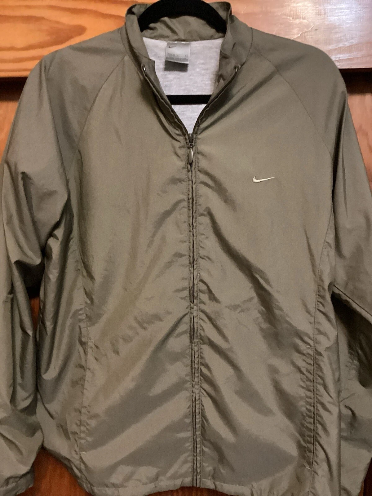 Nike Swoosh Tan Windbreaker Jacket With Light Gray Lining Size L (12-14)