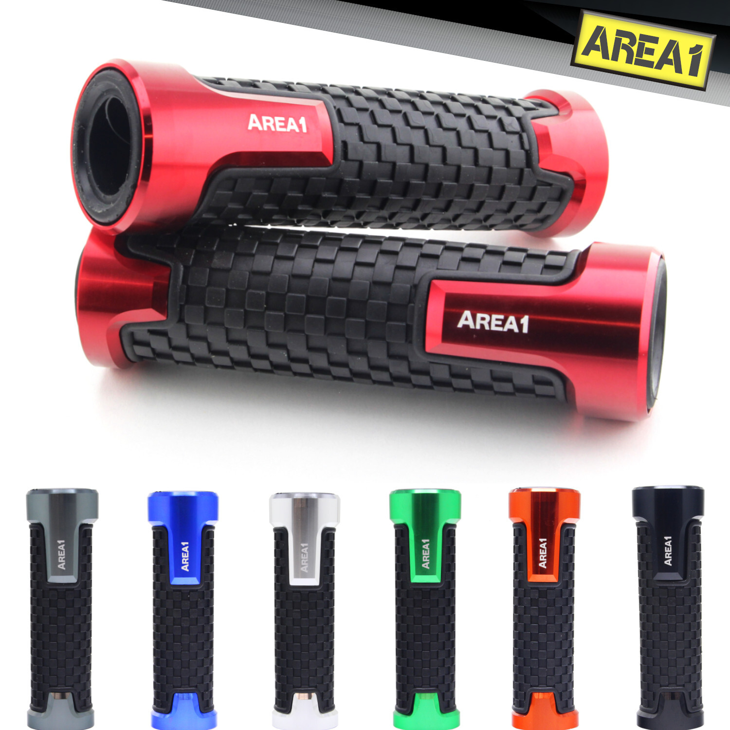 Poignées moto et scooter universelles 22/24mm caoutchouc rouge V5