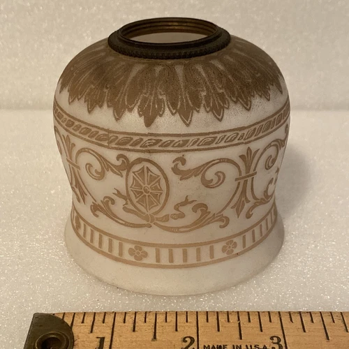 VINTAGE ETCHED MILK GLASS SHADE(ONLY) FOR ART DECO TABLE LAMP
