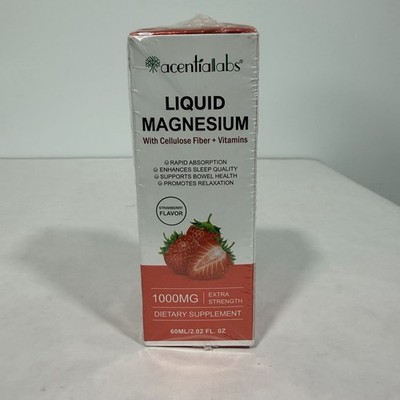 AcentialLabs Liquid Magnesium -  Extra Strength, 2.02 oz ,Strawberry, exp 6/27