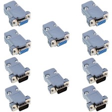Jienk 10PCS VGA Male Female DB15 3 Row Solder Cup Connectors Kit, M/F