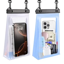 2 Pack Large Waterproof Phone Pouch, IPX8 Double Sealing Floating Waterproof ...