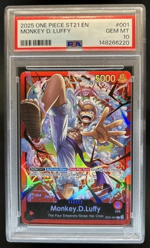 2025 One Piece Starter Deck EX Gear 5 Monkey.D.Luffy Leader #ST21-001 PSA 10