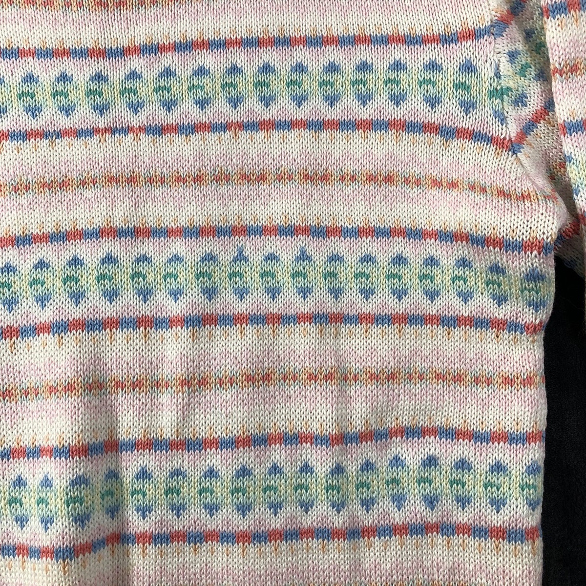 Town House Sweater Women's Size 40 (Medium) White Pink Blue Green Pastel Eggs View 2
