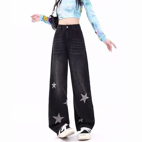 Süße und bequeme Damen High Waist lockere gerade Hose mit Sternen - Bild 4 von 32