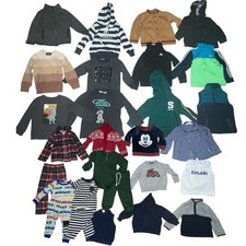 Bundle of 24 Baby Boy Clothes Mixed Brands Jackets Sweaters Hoodies Shirts PJs