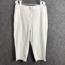 Eileen Fisher Cropped Pants Womens Size L White Organic Cotton Jersey