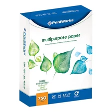 Multipurpose Paper 20 Pound 92 Bright 750 Sheets 8.5x11 Inches 00009White