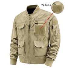 Spring And Autumn New Men's Jacket Solid Color Multi-Pocket Zipper Jacket Fashio