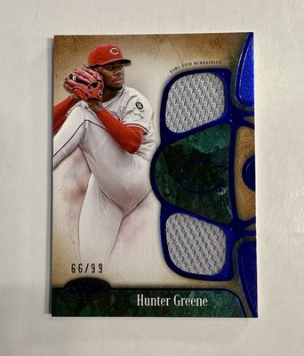 2026 Topps Tier One Hunter Greene Tier One Dual Relic Card Blue /99 Reds