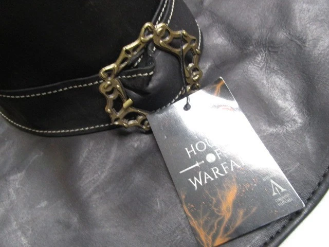 CUERO NEGRO GENUINO Mago del Reino Sombrero HECHO EN ESPAÑA TALLA GRANDE LG NUEVO Foto 3 de 4