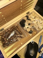 Wooden Chess and Backgammon Table Set -11 -1/4” square with 1 -3/32 Squares