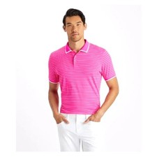 NWT G/FORE Golf Men's Fine Line Rib Collar Tech Pique Polo Day Glo Pink Sz Lrg