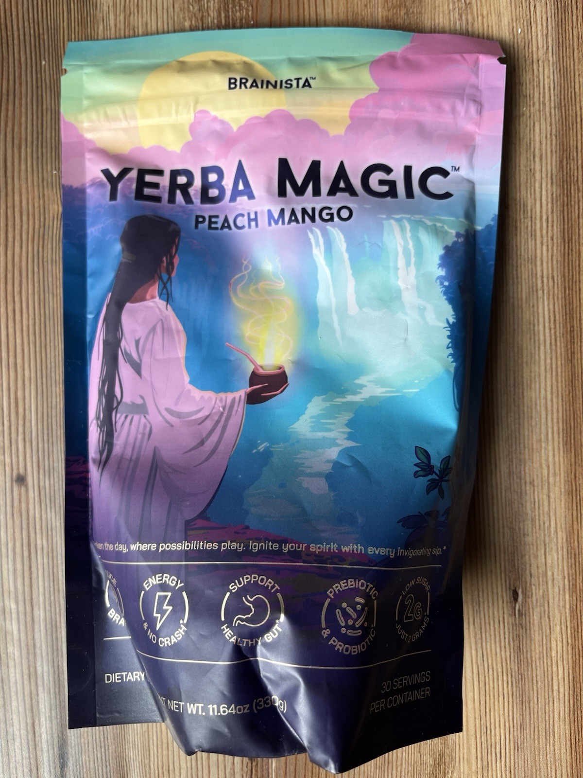 Brainista Yerba Magic Peach Mango Supplement 11.64 Oz, 30 Servings