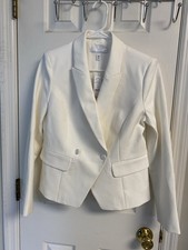 WHITE HOUSE BLACK MARKET DOUBLE BUTTON STUDIO BLAZER ECRU Size 8