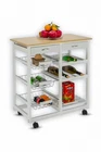 Wooden Kitchen Trolley Island Dining Cart Worktop Basket Storage In Grey & White