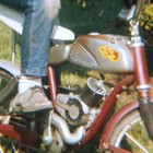 Boy in Yard w/Mattel V-RROOM Bike Accessory: 1960's 35mm Slide — photo 2