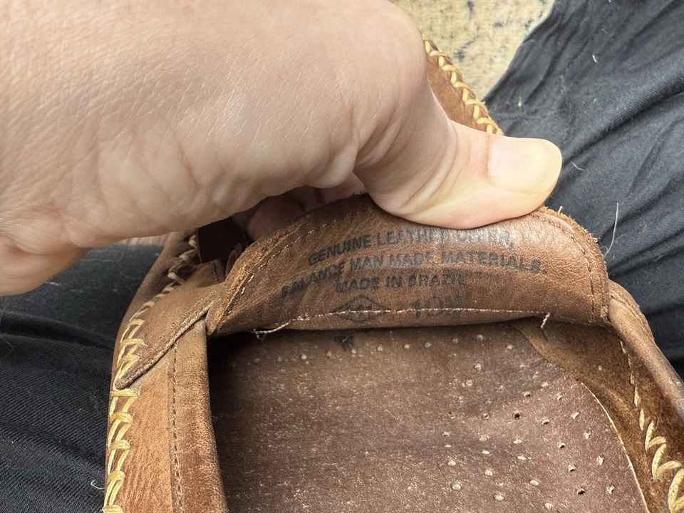 Wrangler Para Hombres Talla 10 M Zapato Héroe Vestido Marrón Cuero Mocasín Sin Cordones 1513G Foto 2 de 4