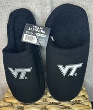 Virginia Tech Team Slippers Black Plush Comfort Size: M/L (9-10)