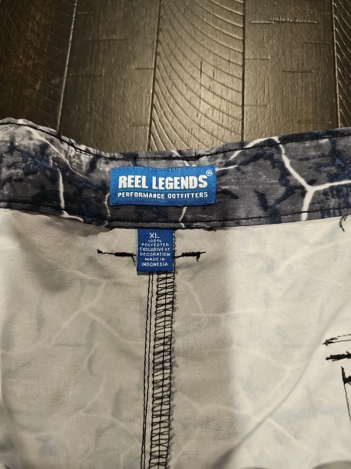 Shorts masculino Reel Legends XL cinza peixe carga leve desempenho pesca - Imagem 4 de 4