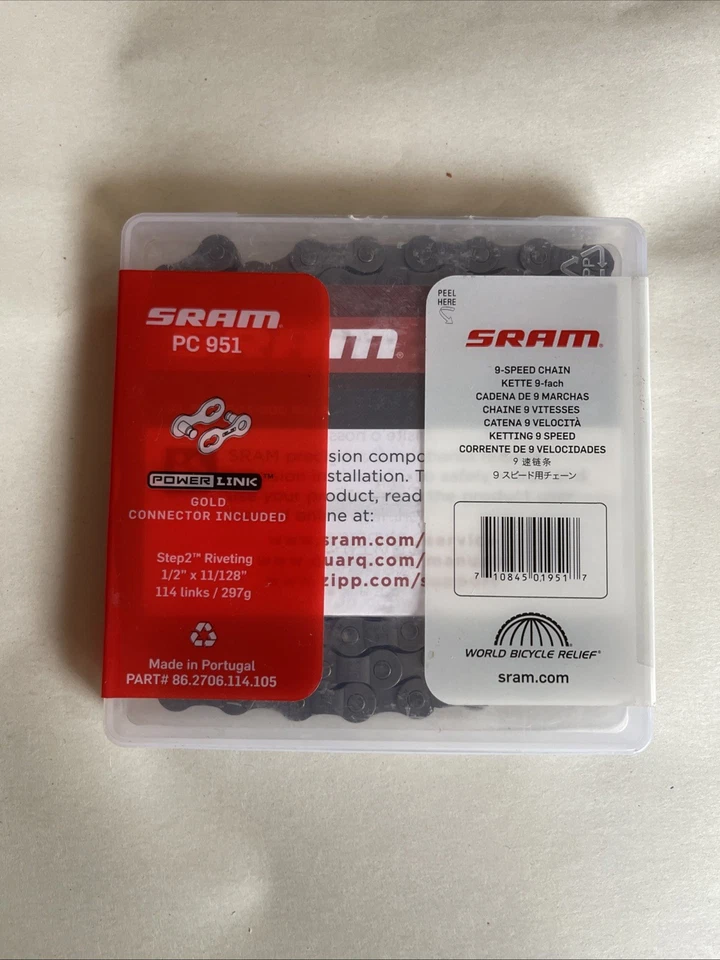 SRAM PC 951 9 Speed Power Chain Bicycle Gold Power Link 114 Links - New! - Image 2 of 2